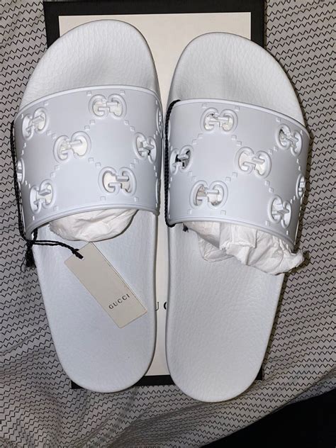 gucci flops white|Gucci slides outlet.